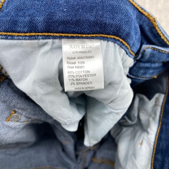 Judy Blue Skinny Fit Distressed Jeans Womens Size 7/28 Denim Frayed Hem - Picture 9 of 13